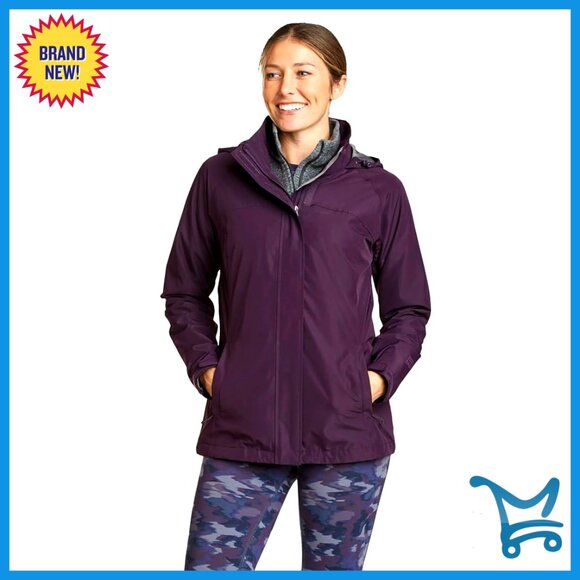 Packable Waterproof Rain Jacket with Adjustable Hood & Hem